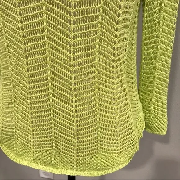 Chico’s lime color open knit sweater - Picture 7 of 12